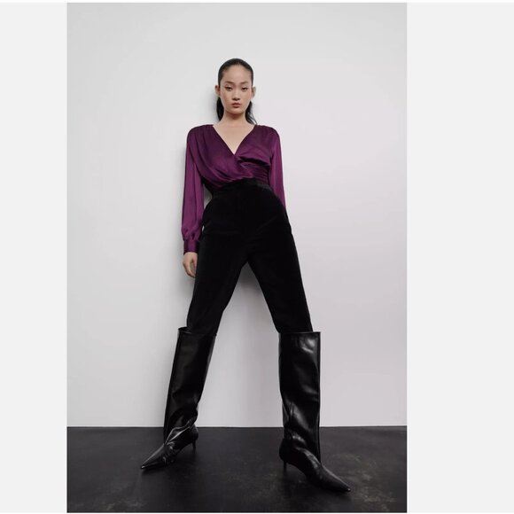 Zara KNOTTED SURPLICE TOP Size M NEW WITH TAG! - Picture 5 of 7